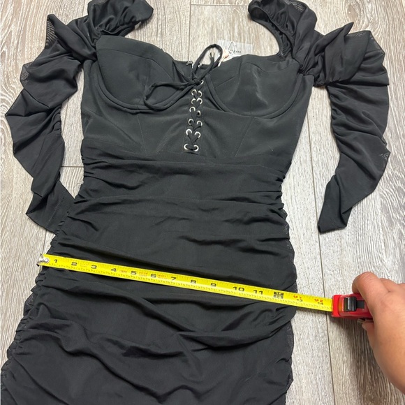 Oh Polly Black Lace-Up Long Sleeve Dress - Picture 7 of 10